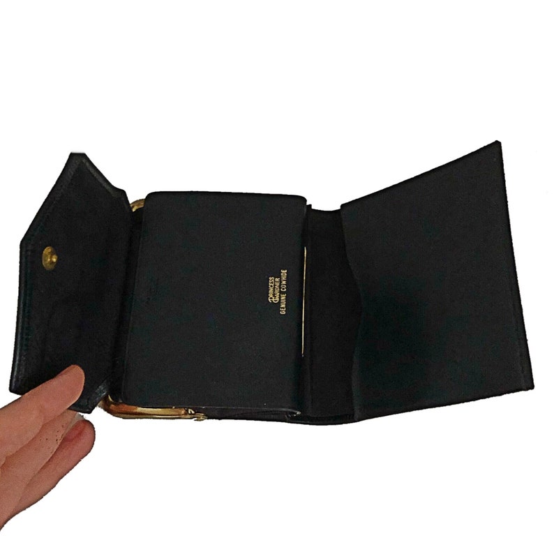 Vintage Leather Wallet Navy Blue With Gold and White Etsy