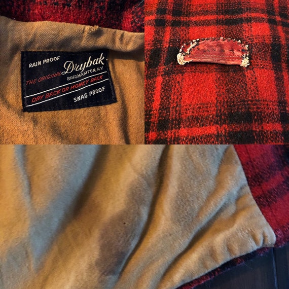 Vintage hunting jacket by Drybak, 1950's red/blac… - image 9