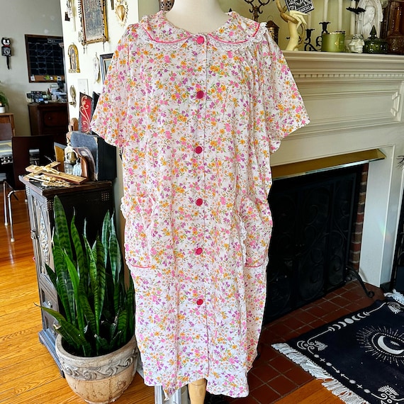 Vintage housedress, floral loungewear, vintage ni… - image 1