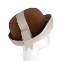 Vintage hat, 1960's mod, tan and cream hat, bowler or derby style, retro fashion accessory, fall vintage fashion