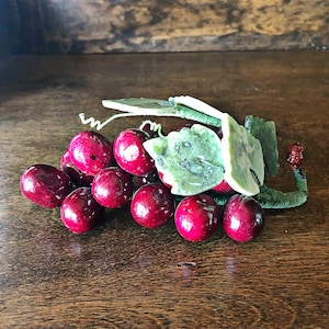 Vintage stone grape cluster, purple grapes, mid century home decor, vintage home decor