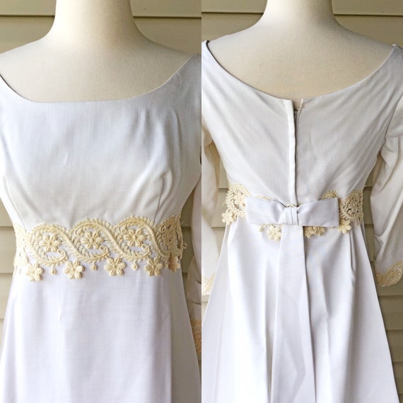 1960's wedding dress, lace detail, removable trai… - image 5