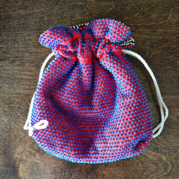 Vintage Beaded Wristlet Purse: 1970s Boho Reversi… - image 4