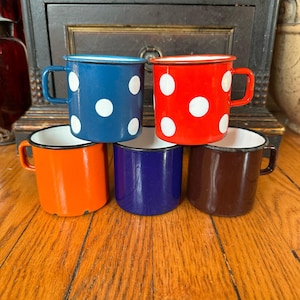 Vintage Enamelware Mug: Chippy Farmhouse Decor, Made in Yugoslavia
