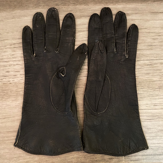 Vintage leather gloves, black driving gloves, sof… - image 3
