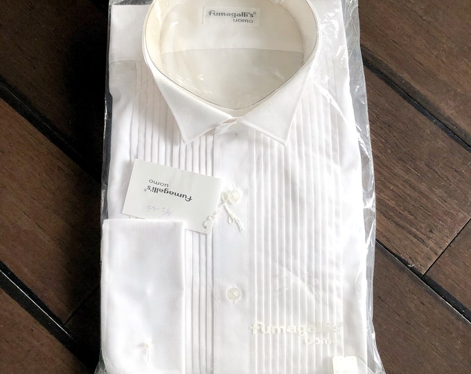 Vintage Tuxedo Shirt, NOS, Fumagalli's Uomo Tux Shirt, White, Winged ...