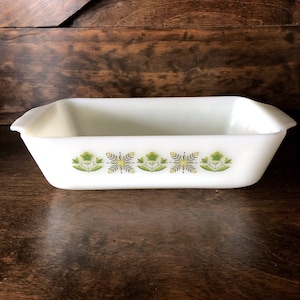 Vintage Fire King loaf pan, Meadow Green, Anchor Hocking bakeware, #441,  vintage cookware, boho baking dish
