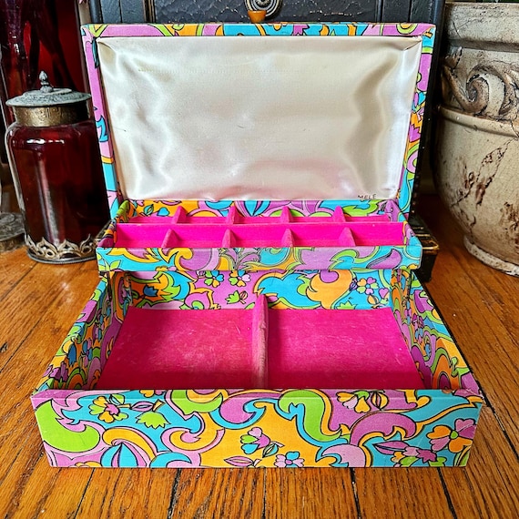 Vintage Mele Jewelry Box – Psychedelic 1960s Flower Power Trinket