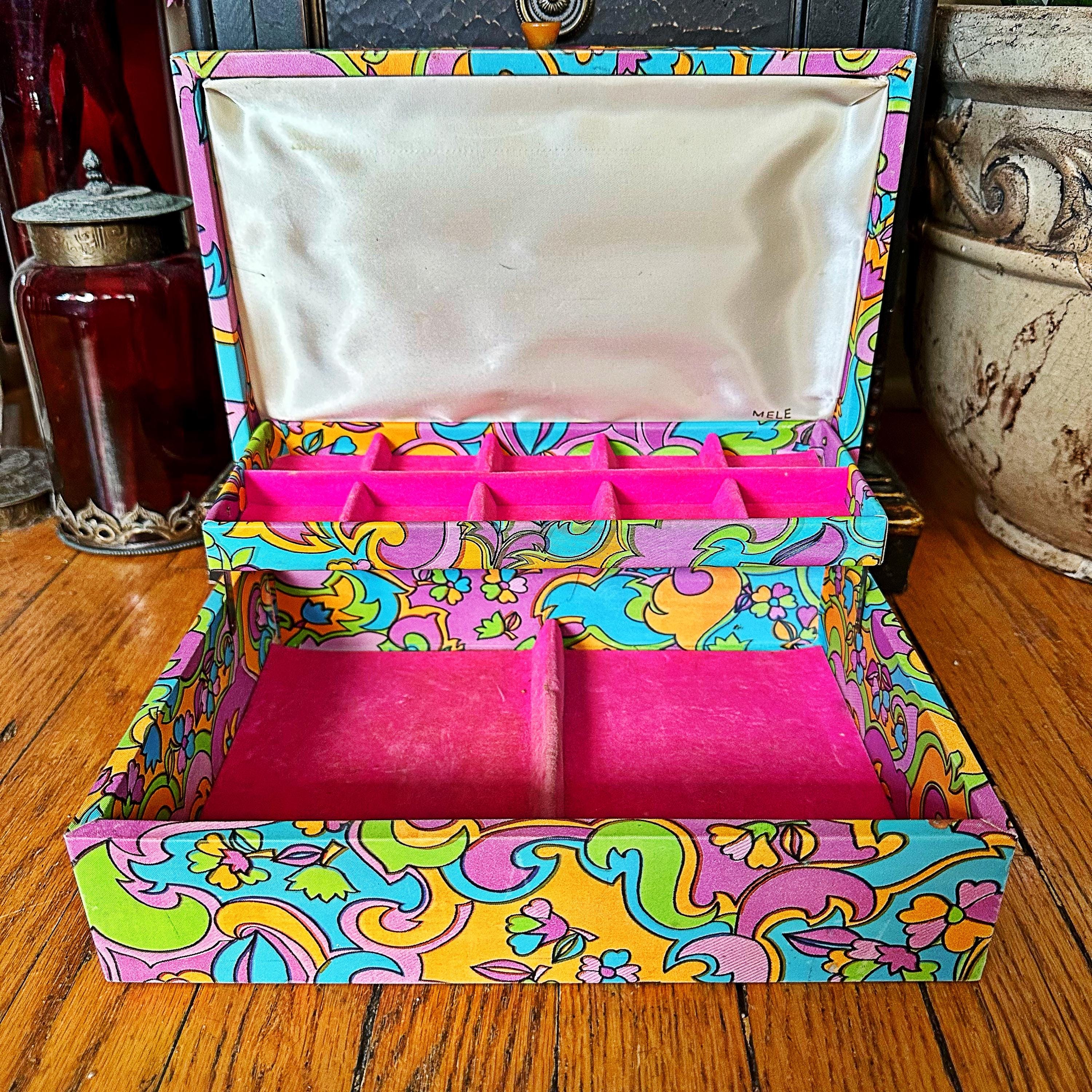 Vintage Mele Jewelry Box – Psychedelic 1960s Flower Power Trinket
