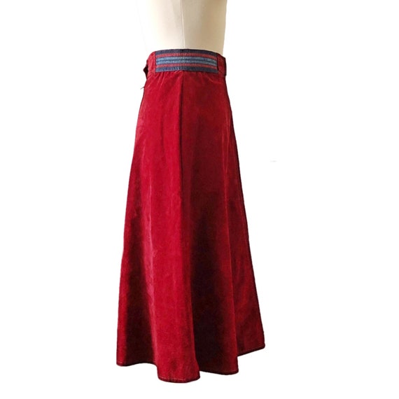 Vintage velvet skirt, 1970's A-line skirt, high w… - image 6