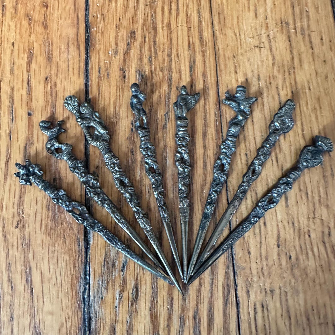Victorian Toothpick Antique Figural Toothpicks - Victorian Cast Metal Vanity Picks, Set of ...
