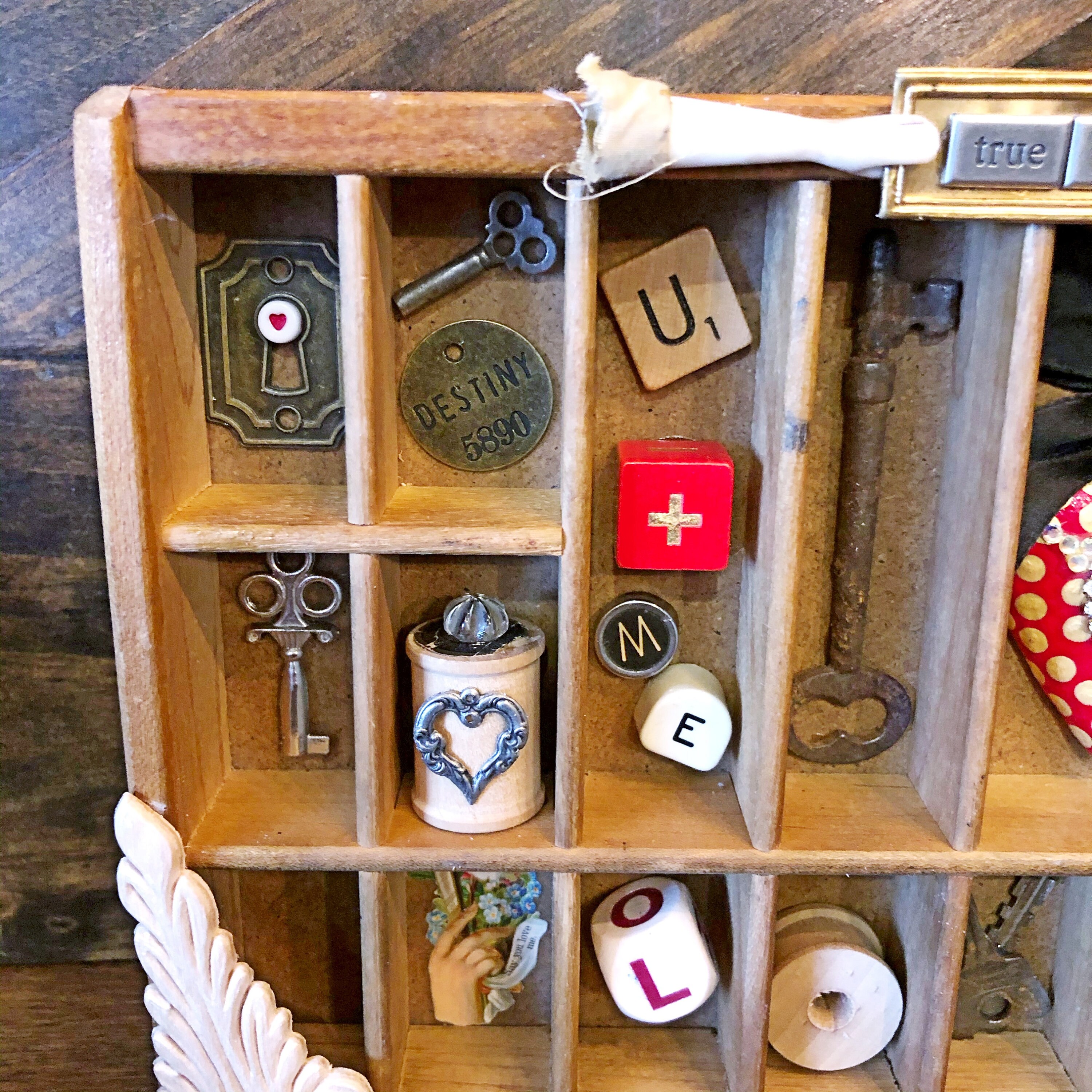 Key to My Heart — One-of-a-kind Vintage Assemblage Shadow Box With