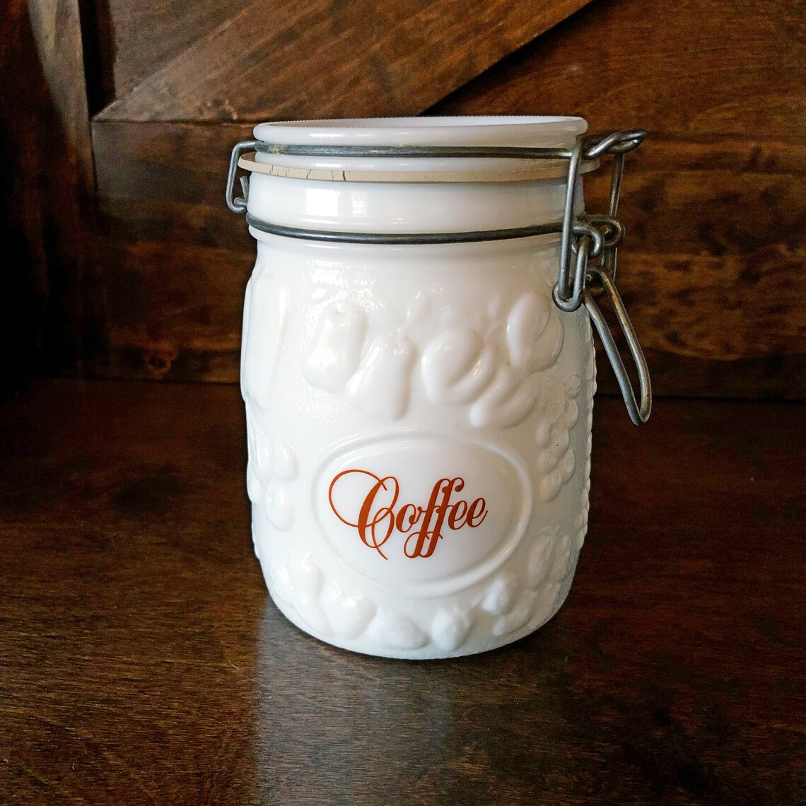 Vintage set of milk glass canisters by Wheaton Country Etsy