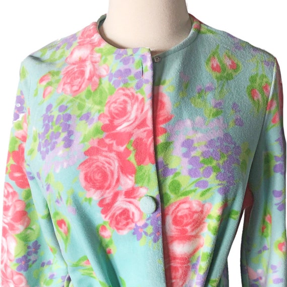 Vintage robe by Van Raalte, floral, velour 1960's… - image 3