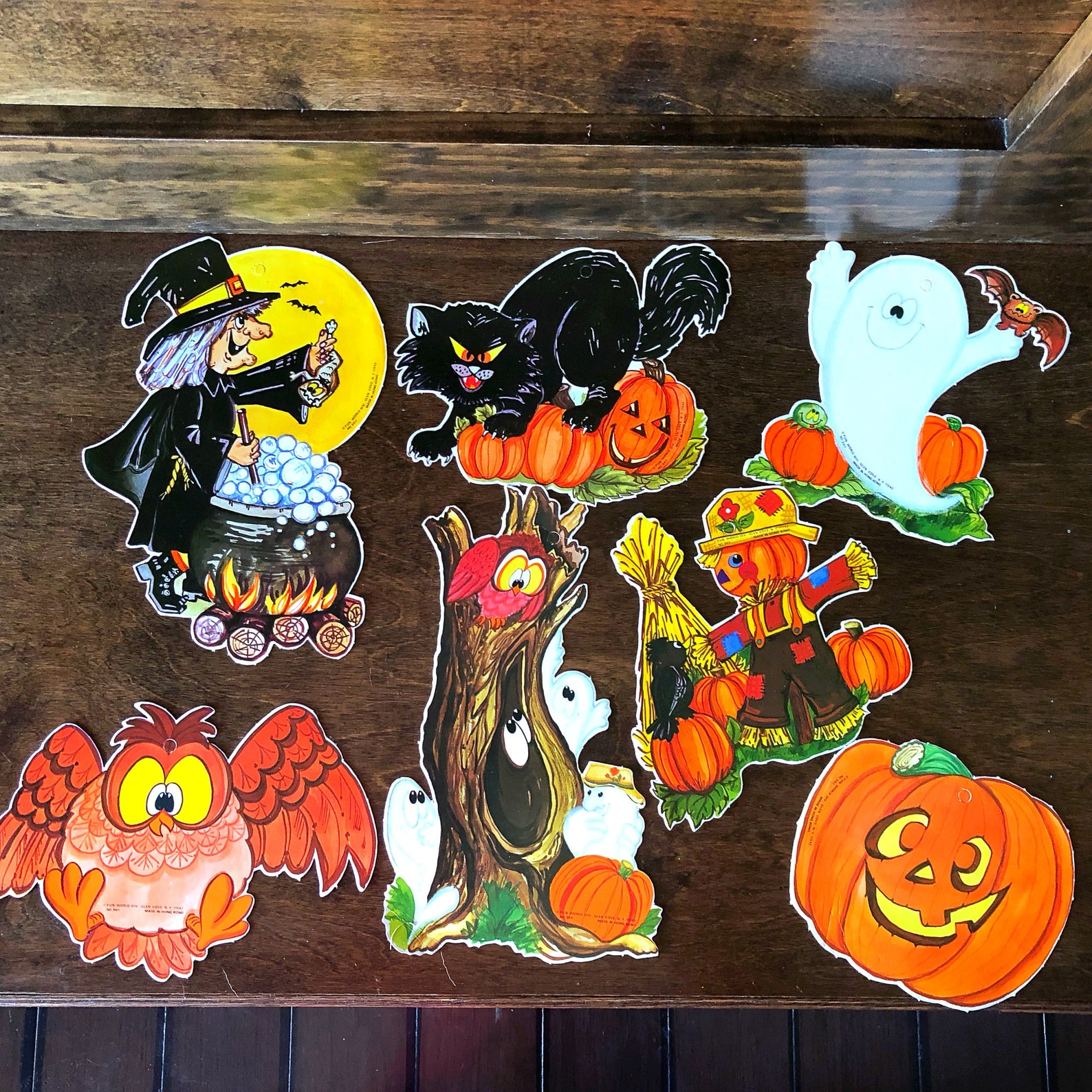 Vintage die cut halloween decorations 1970's black cat Etsy