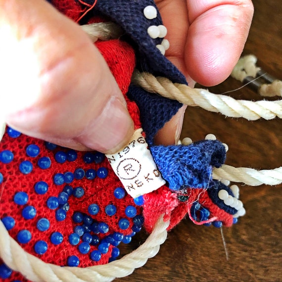 Vintage Beaded Wristlet Purse: 1970s Boho Reversi… - image 6