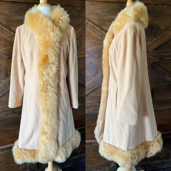 Vintage winter coat, fur trim, princess coat, vint