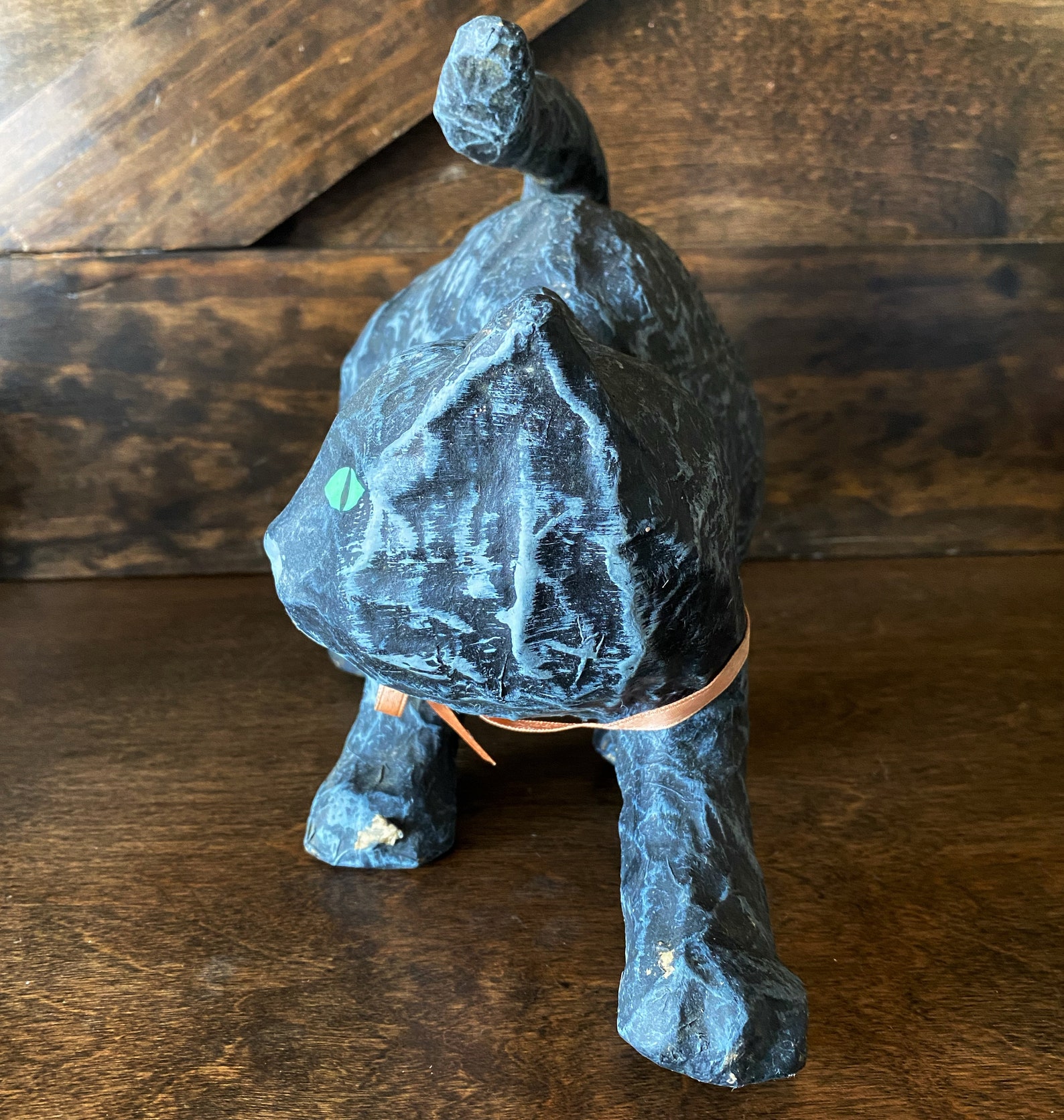 Vintage Paper Mâché Black Cat Vintage Halloween Decor - Etsy