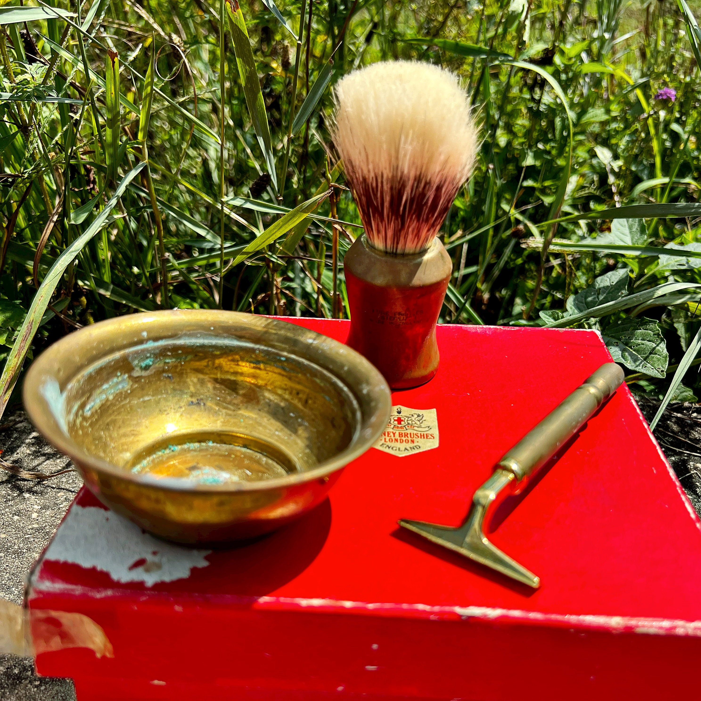 1950s Rooney of London Brass Shaving Set in Original Box | Badger
