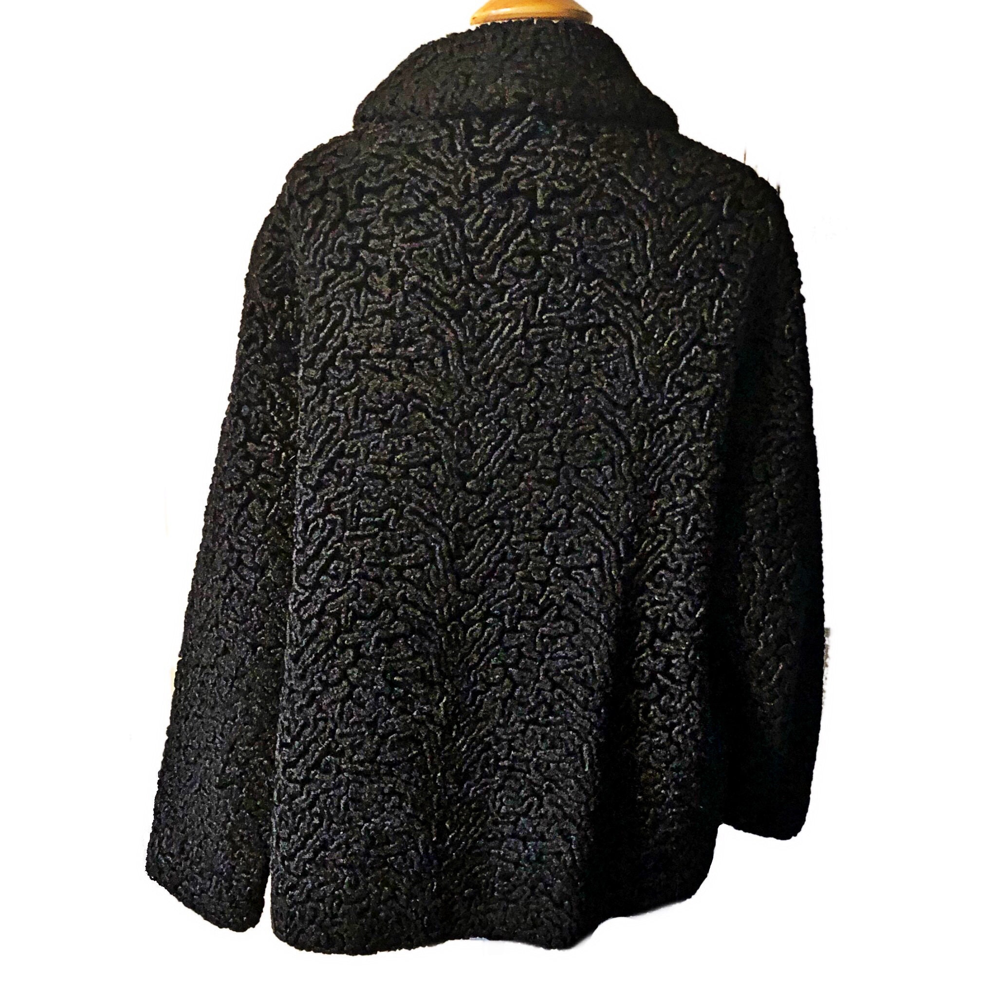 Vintage Black Lambswool Coat, 1960's Short Winter Coat Vintage Black Lambswool Coat, 1960's Short Winter Coat