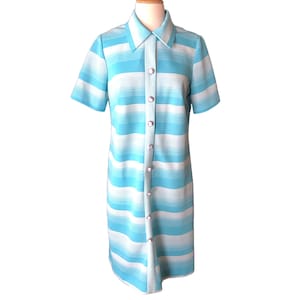 Vintage 1960&#39;s mod dress, striped shift dress, blue and white women&#39;s dress by Lady Windsor
