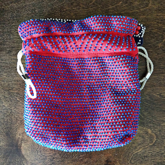 Vintage Beaded Wristlet Purse: 1970s Boho Reversi… - image 3