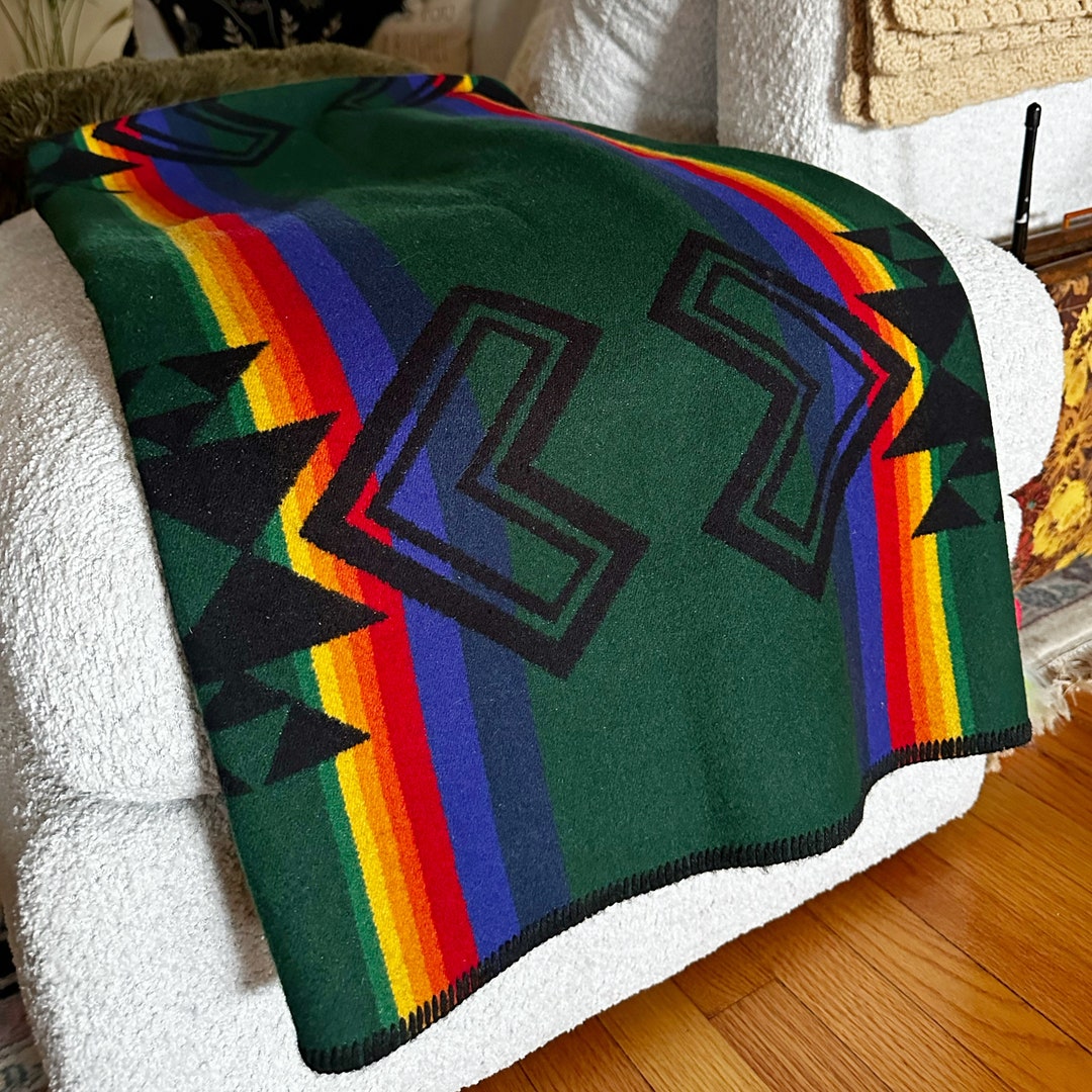 Vintage Pendleton Wool Blanket or Shawl, Southwestern Design, Native