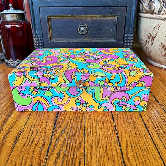 Vintage Mele Jewelry Box – Psychedelic 1960s Flower Power Trinket
