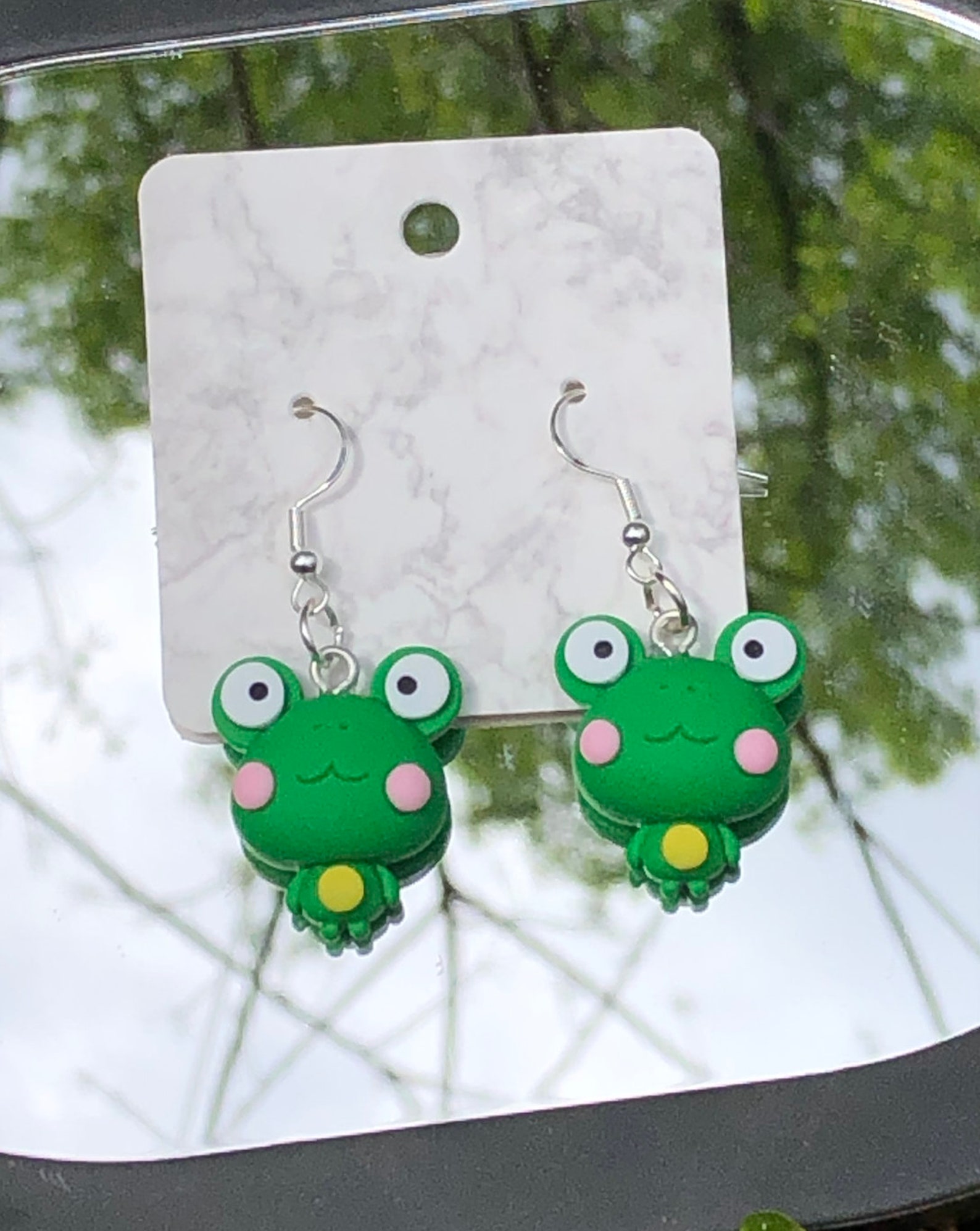 Polymer Clay Frog Dangle Earrings Etsy