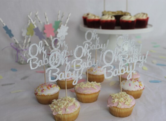 Oh Baby Cupcake Toppers Baby Shower Decoration Baby Girl Etsy
