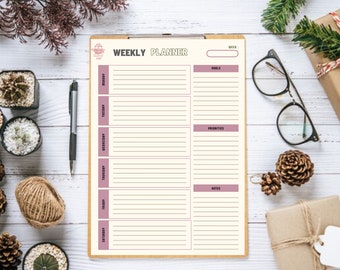 Minimalist Weekly Hourly Planner, Weekly Schedule, Daily Planner, Planner Template, 2024 Weekly Organizer, To Do List printable, Task Plan.