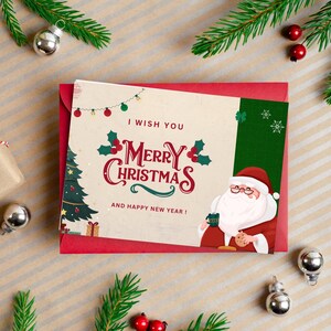 Merry Christmas Card, Merry Christmas Card Printable, Christmas Card, Download Holiday Card Template, Greeting Card, Gift for Friend.