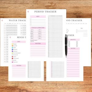 2024 Wellness Tracker , Self Care Journal, Period Tracker,  Mental Health, Mood Tracker, Sleep Tracker, Printable Bundle Planner, US letter.