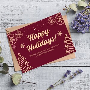 Linda plantilla de tarjeta navideña imprimible, tarjeta de felicitación, plantilla navideña, plantilla de tarjeta navideña simple, tarjeta de felices fiestas, regalo para un amigo.