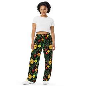 All-over print unisex wide-leg pants Floral Pants Colorful Pants 2XS 3XL 4XL 5XL 6XL Party Pants Home Pants Comfort Pants