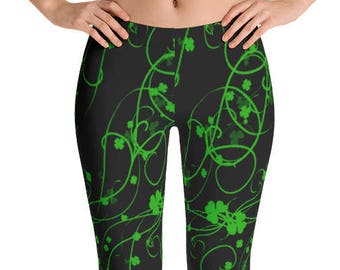 St Patricks Leggings Saint Patricks Day Leggings Shamrock Leggings Shamrock Pattern Saint Patricks Outfit Women’s Yoga Pants Irish Green