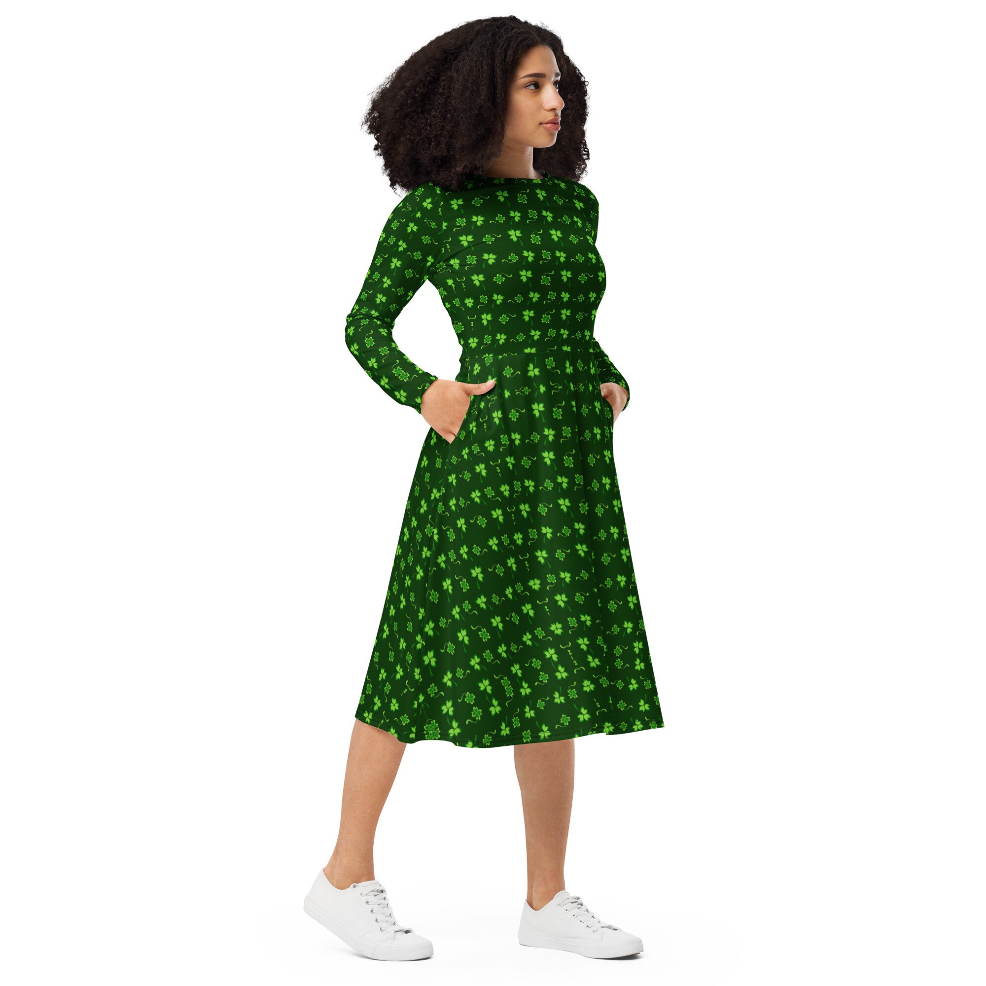 Shamrock Dress St Patricks Day Dress Saint Patrick Dress Beer Dress Green Dress Saint Patricks Outfit Clover Women's midi Dress