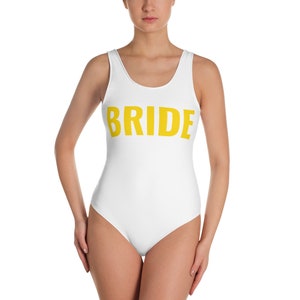 BRIDE One Piece Swimsuit- Plus Size Bride Bathing Suit White One Piece Bridal Swim Customized Swimsuits - Bridesmaid Swimsuits