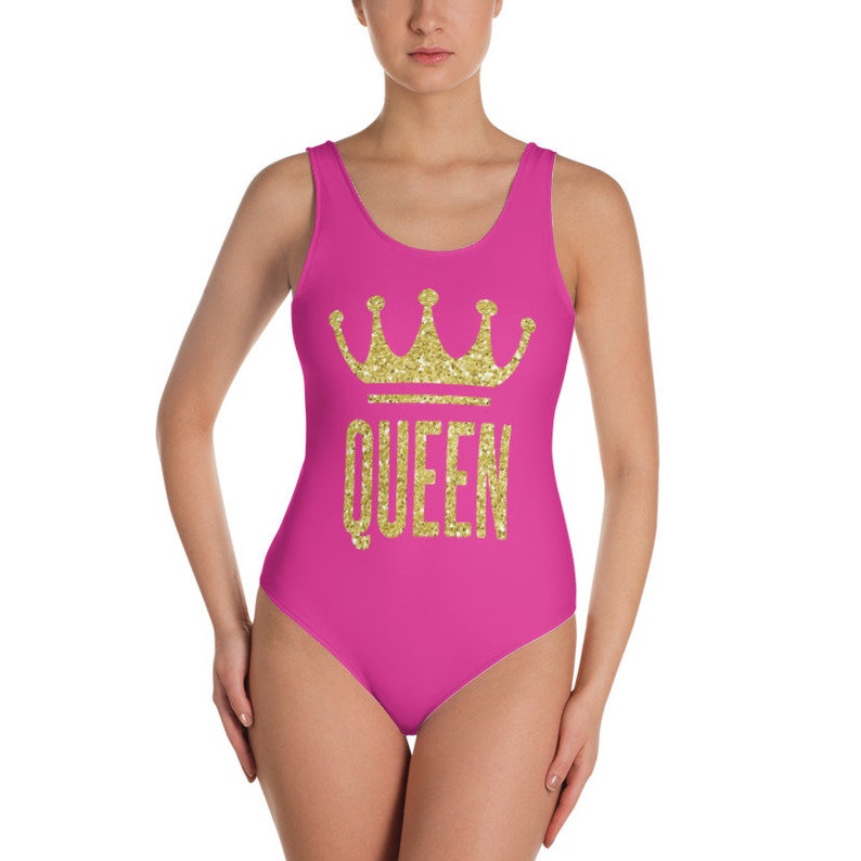 Queen One Piece Swimsuit Wedding Swimsuit Bachelorette Swim Etsy