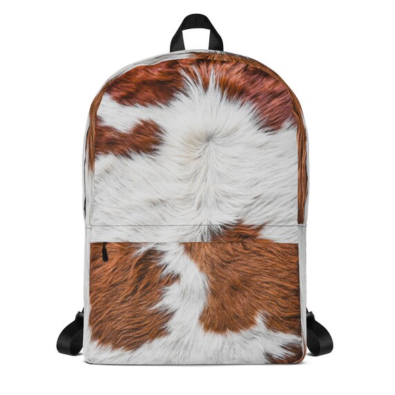 Animal Fur Print Backpack Deer Faux Fur Cow Print High  display picture 3