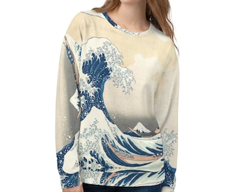 The Great Wave Off Kanagawa - Sweatshirt Top Jumper - Camisa Estética, Camisa Japonesa, Estética, Ropa Estética, Sudadera Japonesa, Japón