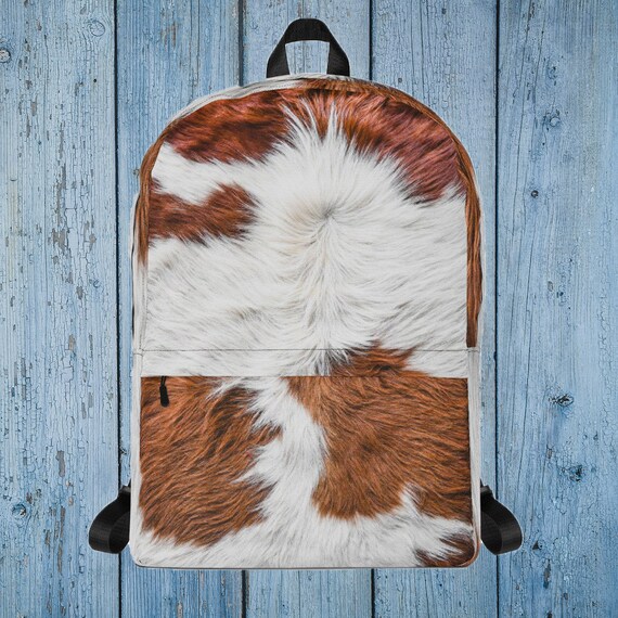 Animal Fur Print Backpack Deer Faux Fur Cow Print High 