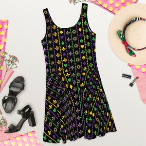 Mardi Gras dress skater dress fleur de lis dress Carnival Dress womens mardi gras Ladies Mardi Gras Mardi Gras parade Carnival