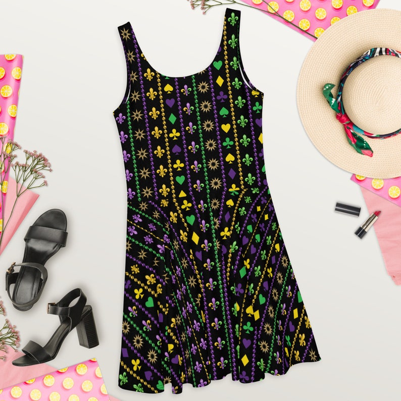 Mardi Gras dress skater dress fleur de lis dress Carnival Dress womens mardi gras Ladies Mardi Gras Mardi Gras parade Carnival