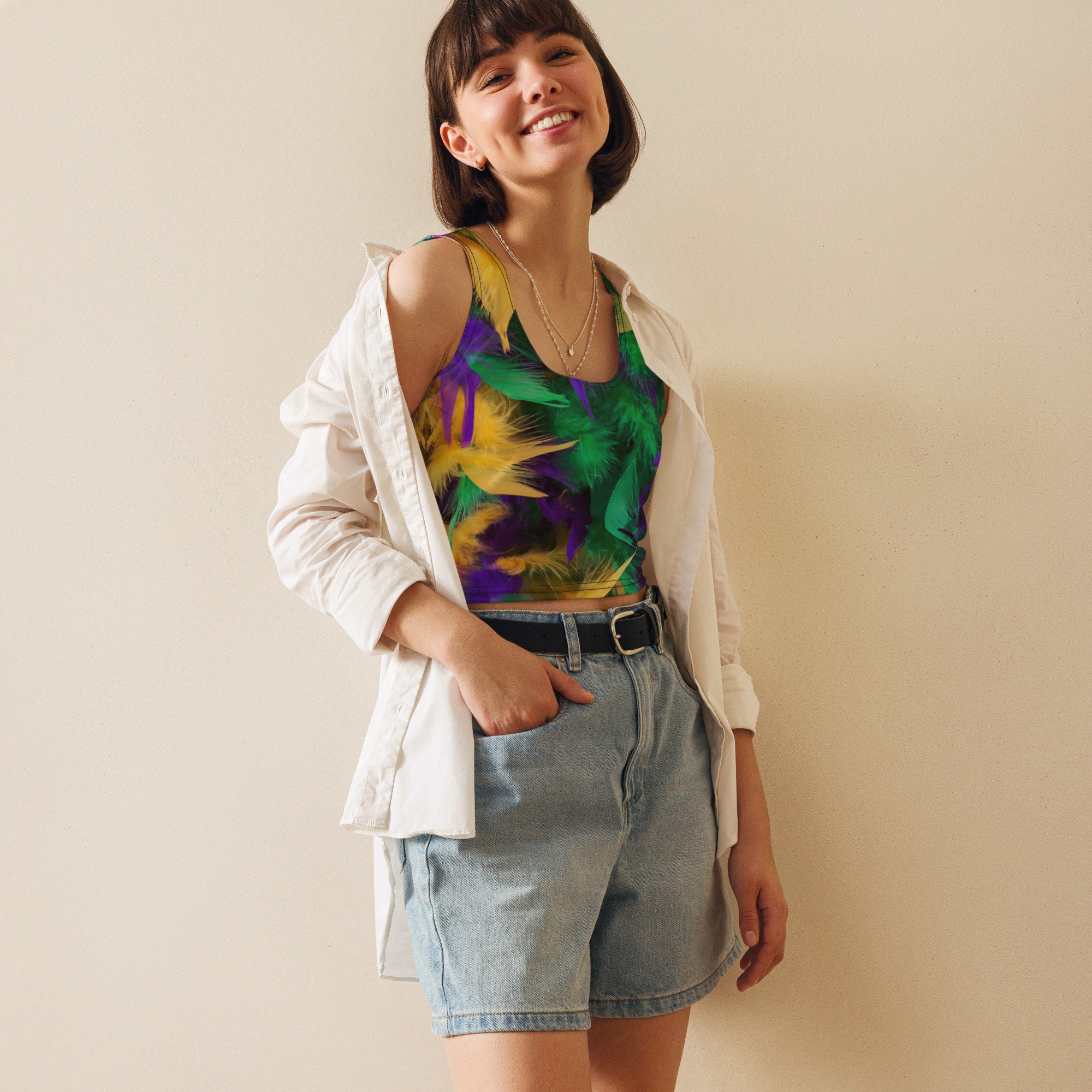 mardi gras crop top sweater