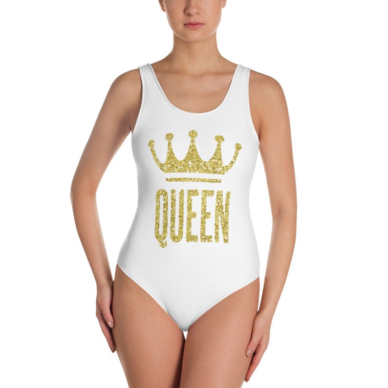 Queen One Piece Swimsuit Wedding Swimsuit Bachelorette Swim Etsy