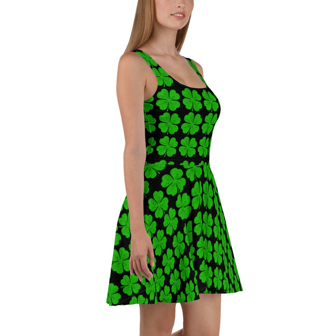 Cardydony Women's Vintage St. Patrick's Day Clover Print Dress main image 0