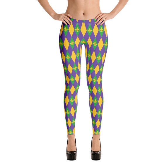 Mardi Gras Leggings Diamond Leggings Mardi Gras Pants Mardi Gras Leggings  Womens Leggings 