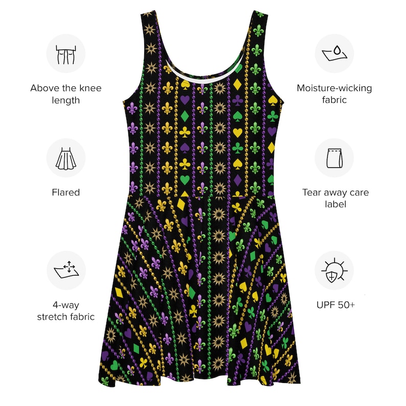 Mardi Gras dress skater dress fleur de lis dress Carnival Dress womens mardi gras Ladies Mardi Gras Mardi Gras parade Carnival