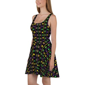 Mardi Gras dress skater dress fleur de lis dress Carnival Dress womens mardi gras Ladies Mardi Gras Mardi Gras parade Carnival